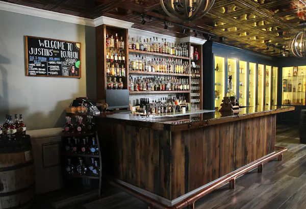 picture frame, shelf, drinking establishment, barware, shelving, wood