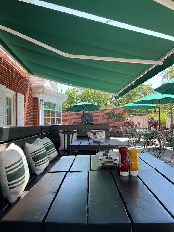 furniture, table, chair, outdoor furniture, umbrella, shade