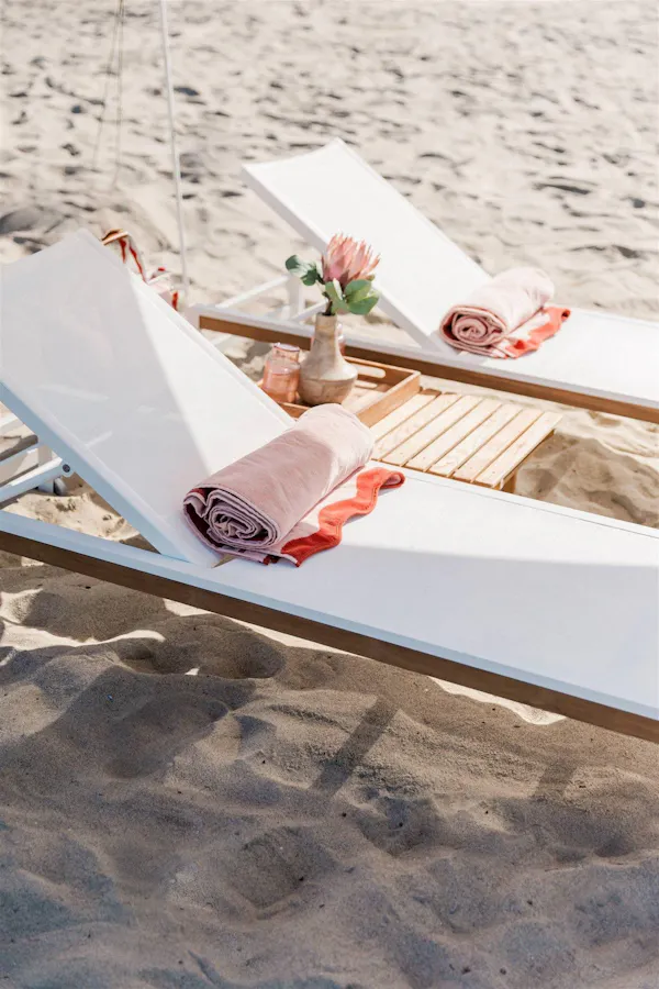 outdoor furniture, sunlounger, natural material, beach