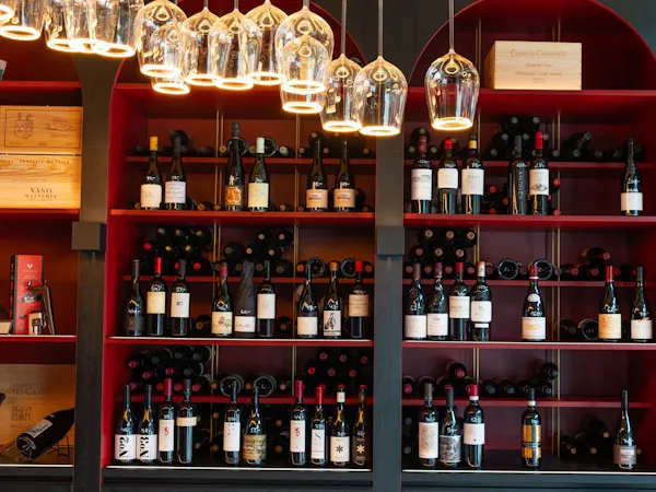 bottle, shelf, shelving, alcoholic drink, liquor, glass bottle