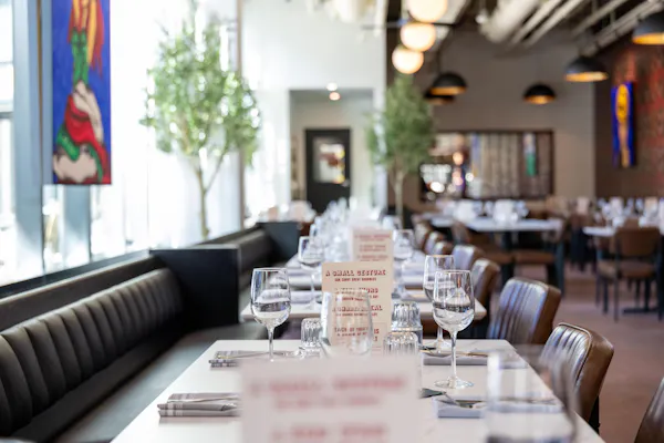 ceiling, restaurant, furniture, chair, light fixture, design