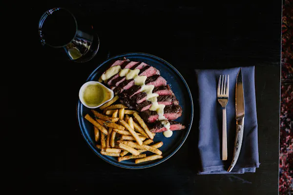 food, tableware, ingredient, meat, beef, flat iron steak