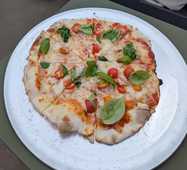 food, pizza, ingredient, tableware, pizza cheese, fast food