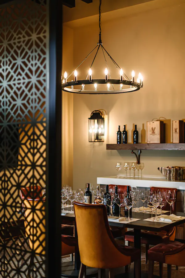 light fixture, chandelier, furniture, ceiling, lighting, brown
