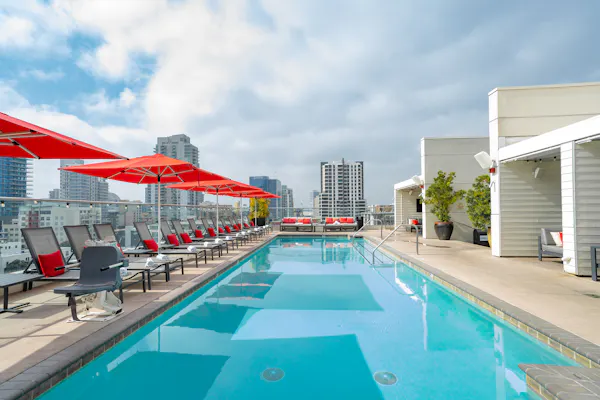 swimming pool, condominium, apartment, high-rise building, resort, skyscraper