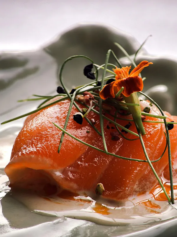 food, ingredient, tableware, salmon, culinary arts, garnish