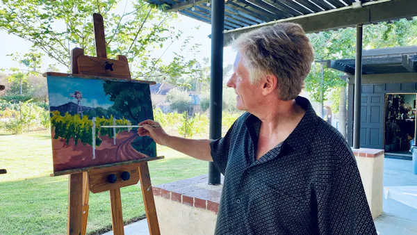 easel, painter, plant, wood, paint, artist