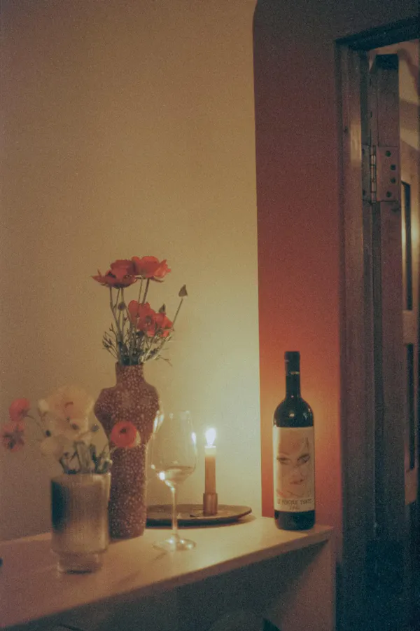 flower, cloud, plant, bottle, window, vase