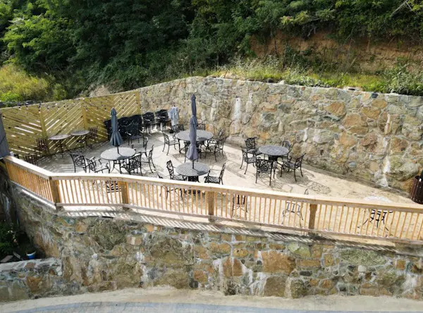 baluster, stone wall, handrail, fence, flagstone, balcony