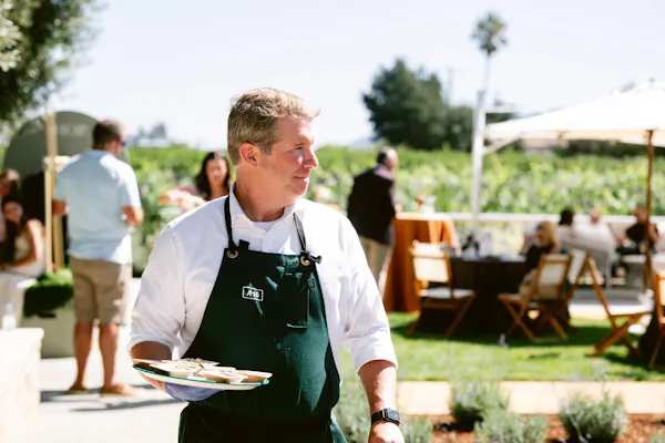umbrella, outdoor table, chef, food, outdoor furniture, apron