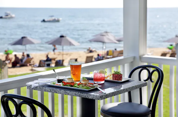 furniture, outdoor furniture, chair, table, outdoor table, sea
