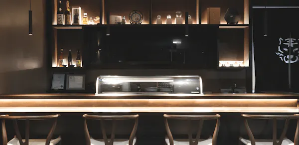 lighting, furniture, light fixture, wood stain, shelving, bar