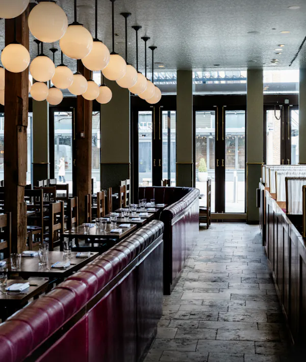 furniture, ceiling, flooring, restaurant, light fixture, glass