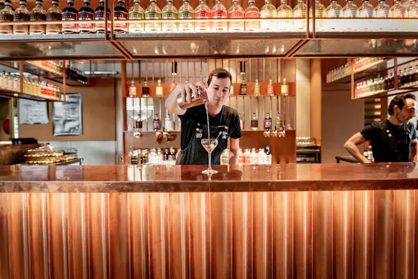 drinking establishment, barware, orange, drinkware, drink, countertop