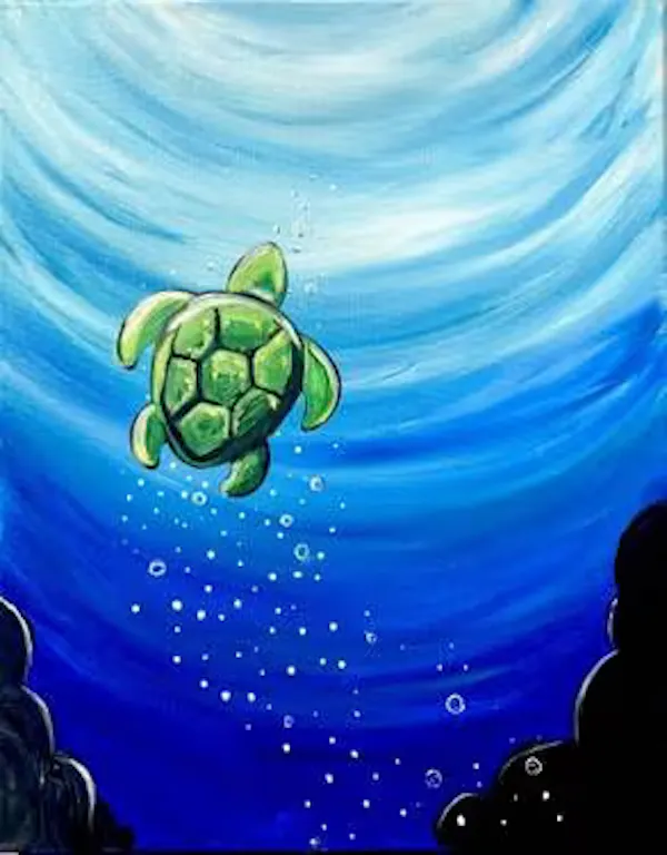 turtle, sea turtle, painting, art paint, paint, reptile