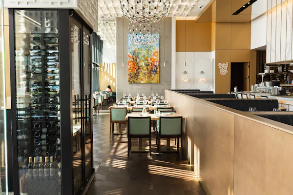 furniture, ceiling, table, flooring, chair, restaurant