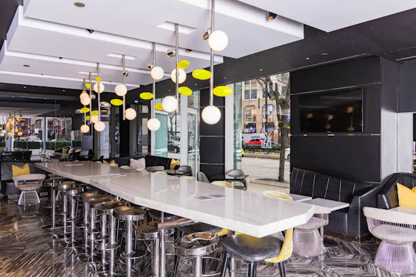 lighting, ceiling, light fixture, furniture, chair, bar stool