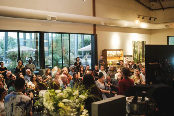 crowd, conversation, chair, houseplant, hall, party