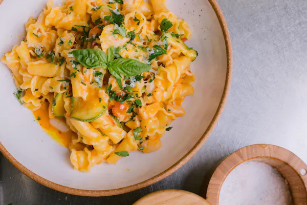 food, ingredient, pasta, tableware, produce, staple food