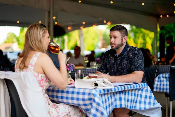 shirt, furniture, event, summer, table, chair