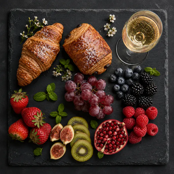 food, fruit, tableware, ingredient, produce, croissant