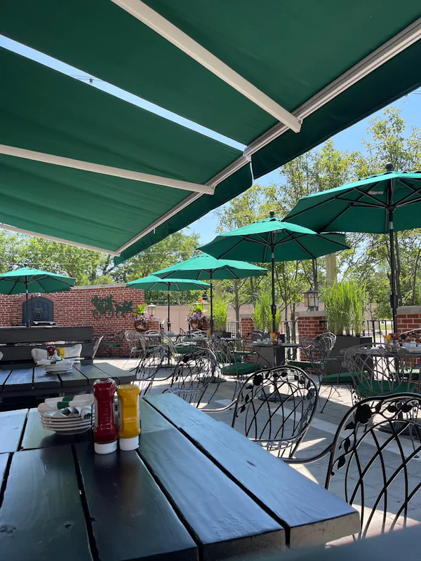 furniture, table, chair, outdoor furniture, outdoor table, umbrella