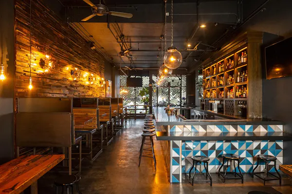 restaurant, wood stain, bar, light fixture, design, chair