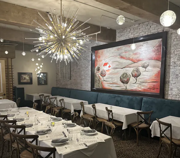 furniture, ceiling, light fixture, chandelier, chair, restaurant