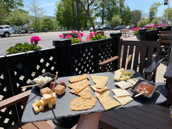 food, tableware, plant, table, outdoor table, sky