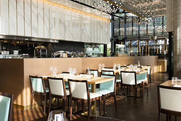 furniture, table, restaurant, chair, kitchen & dining room table, food