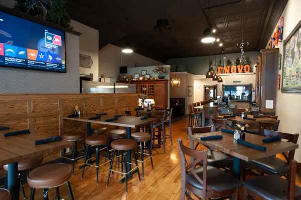furniture, chair, table, restaurant, barware, bar
