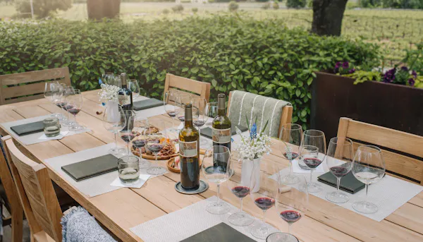 furniture, table, wood, tableware, drinkware, outdoor furniture