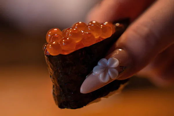 orange, caviar, macro photography, roe, nail