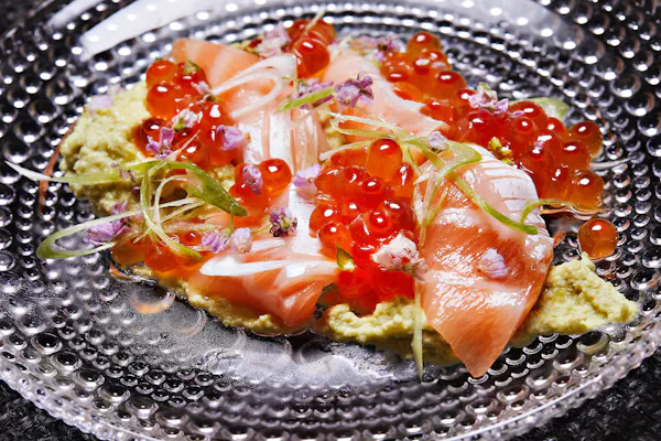 food, tableware, recipe, ingredient, roe, garnish