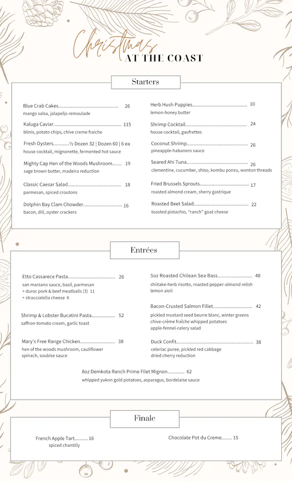 restaurant menu