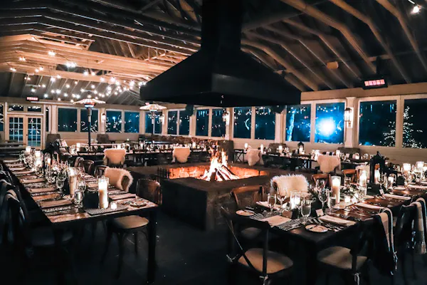 restaurant, function hall, lighting, rehearsal dinner, table, building