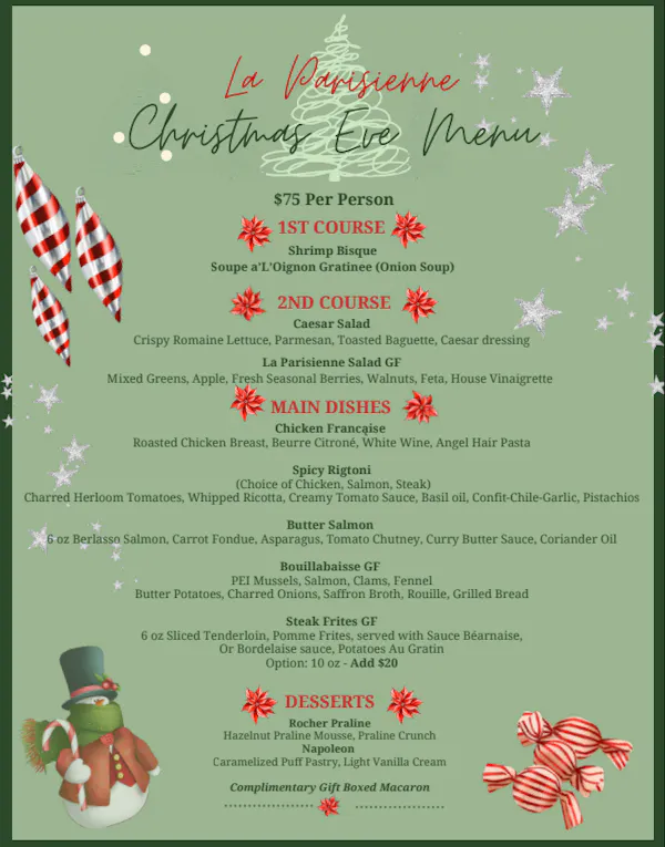 holiday, restaurant menu