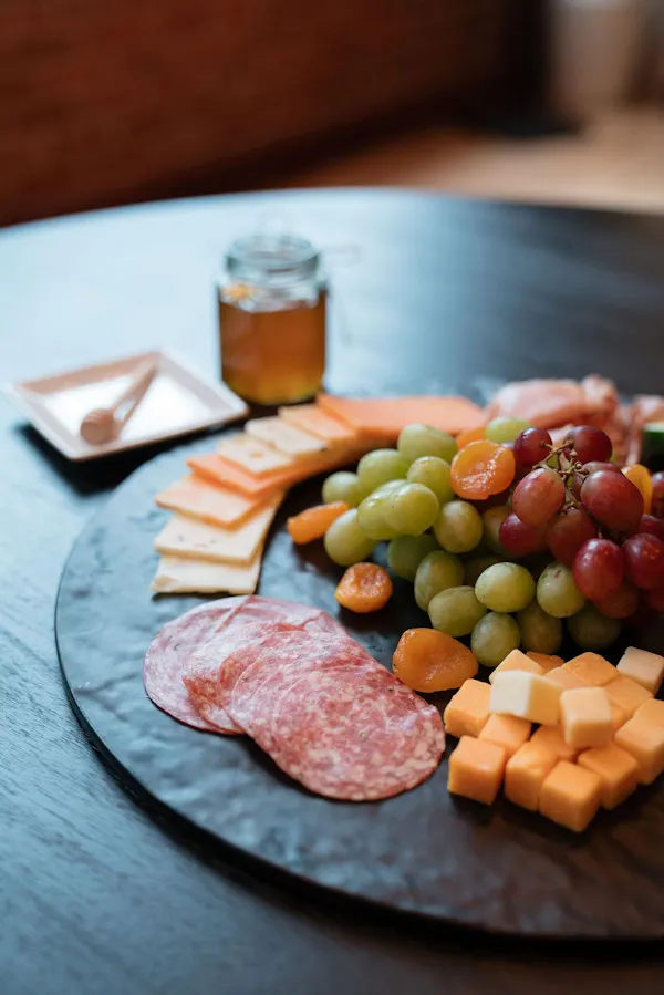 food, tableware, ingredient, fruit, cheese, dishware