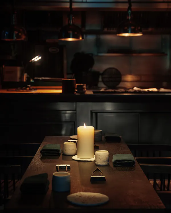table, candle, property, tableware, lighting, kitchen