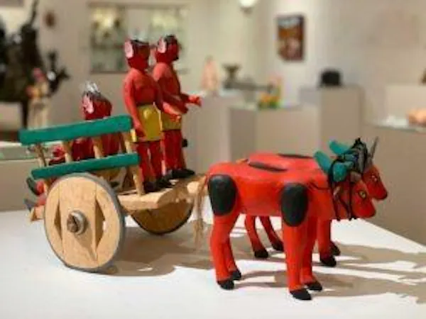 toy, plastic, working animal, animal figure, cart, figurine