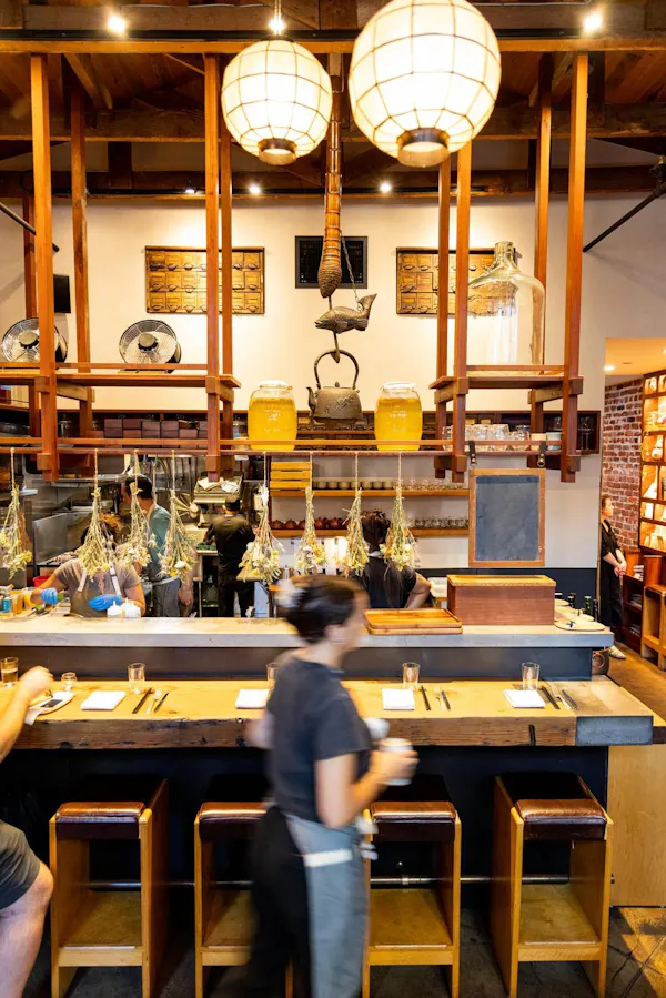 lighting, restaurant, ceiling, light fixture, countertop, customer