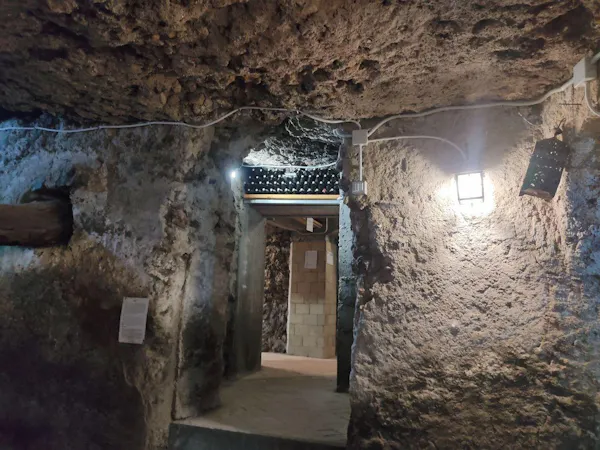 concrete, bunker, basement, cave, light fixture
