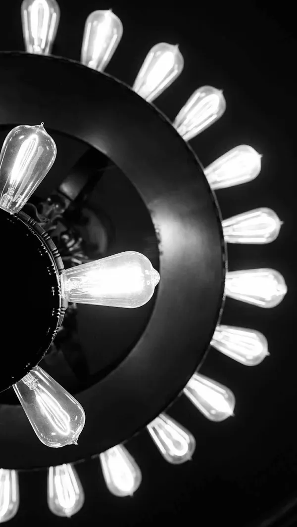 monochrome photography, black, monochrome, black and white, silver, light fixture