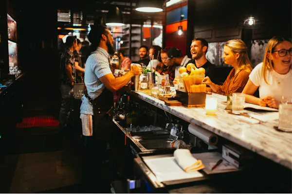 table, tableware, food, drinking establishment, orange, customer