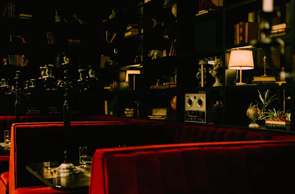 building, couch, wall, font, stage, city
