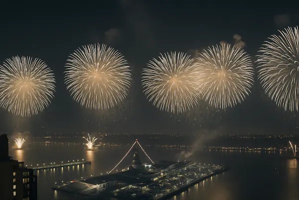 fireworks, night, event, midnight, festival, reflection