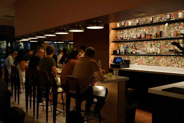 furniture, bar, customer, ceiling, restaurant, barware