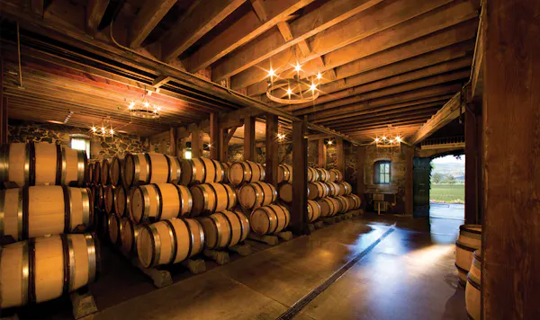 wood, barrel, winery, lighting, light fixture, wine cellar