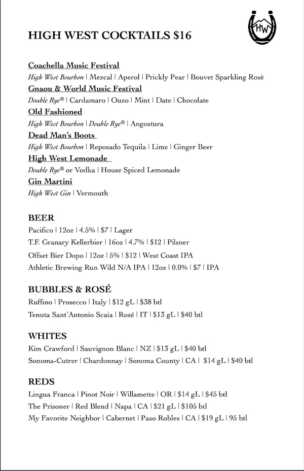 restaurant menu, classic cocktail