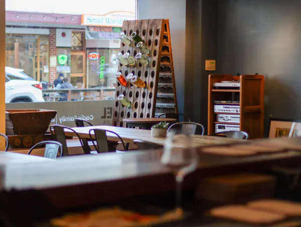 furniture, restaurant, shelf, shelving, varnish, wood stain